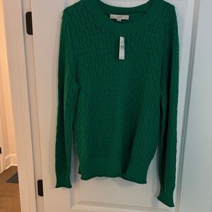 LOFT Vibrant Green Crew Neck Sweater